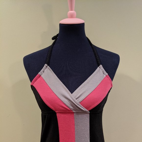 Long Black and Pink Maxi Sundress - Picture 3 of 6